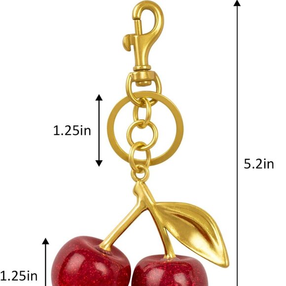 Mini Cherry Charm - Trendy Keychain for Tote, Clutch & Crossbody Bags - Picture 3 of 7